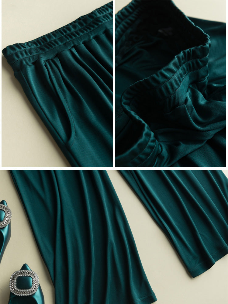 [Dark Green] SilkSilky-CA Silk Knitted Womens Pants 005