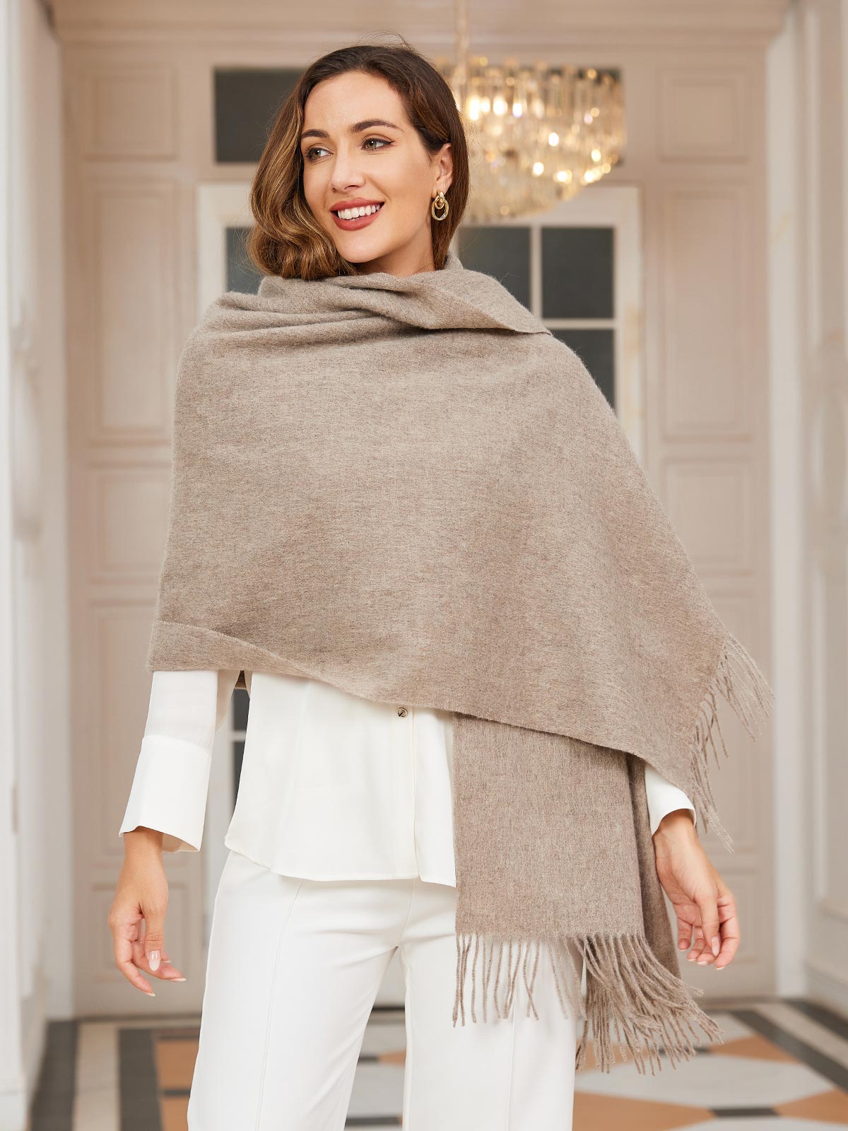 [Dark Khaki] SilkSilky-CA Wool Scarf 003