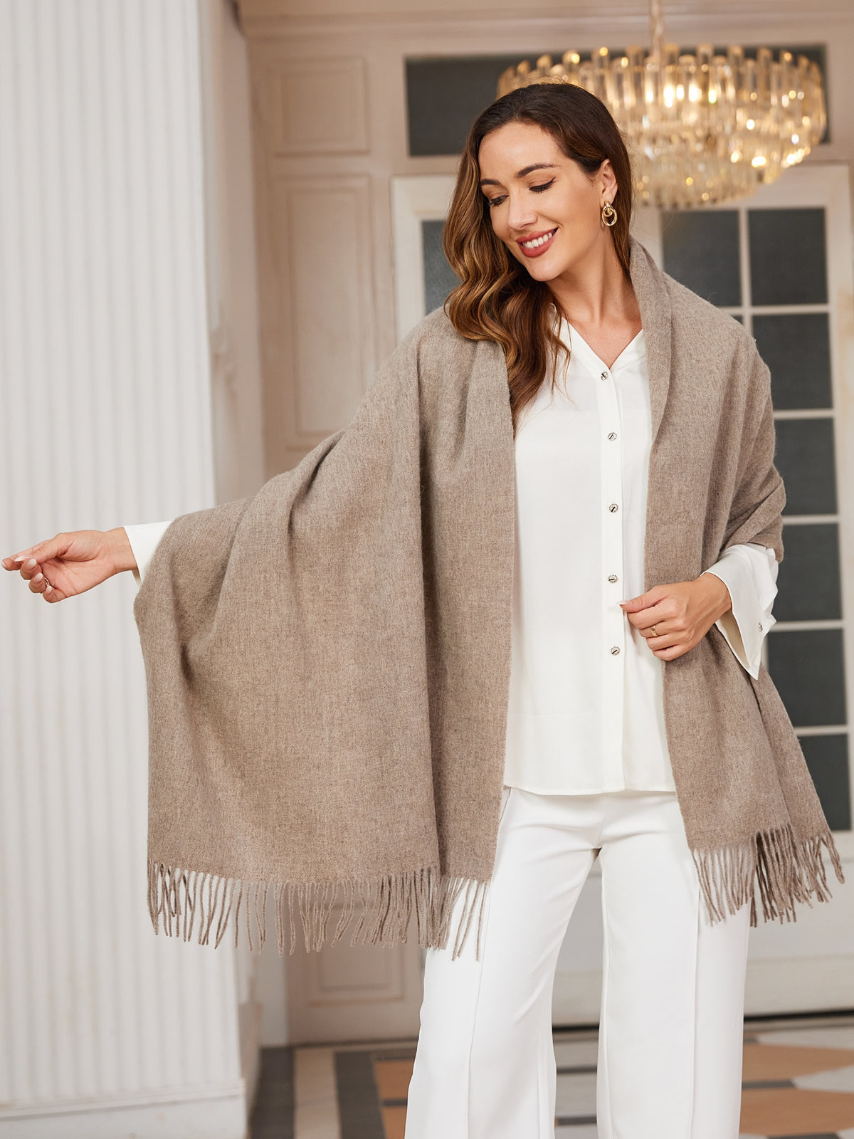 [Dark Khaki] SilkSilky-CA Wool Scarf 004