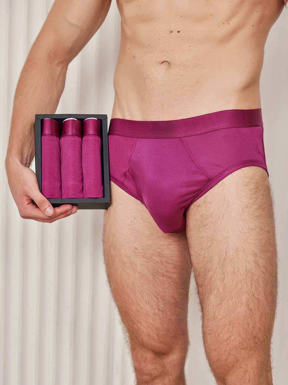 [Dark Red] SilkSilky-CA Silk Knitted Mens Underwear 001
