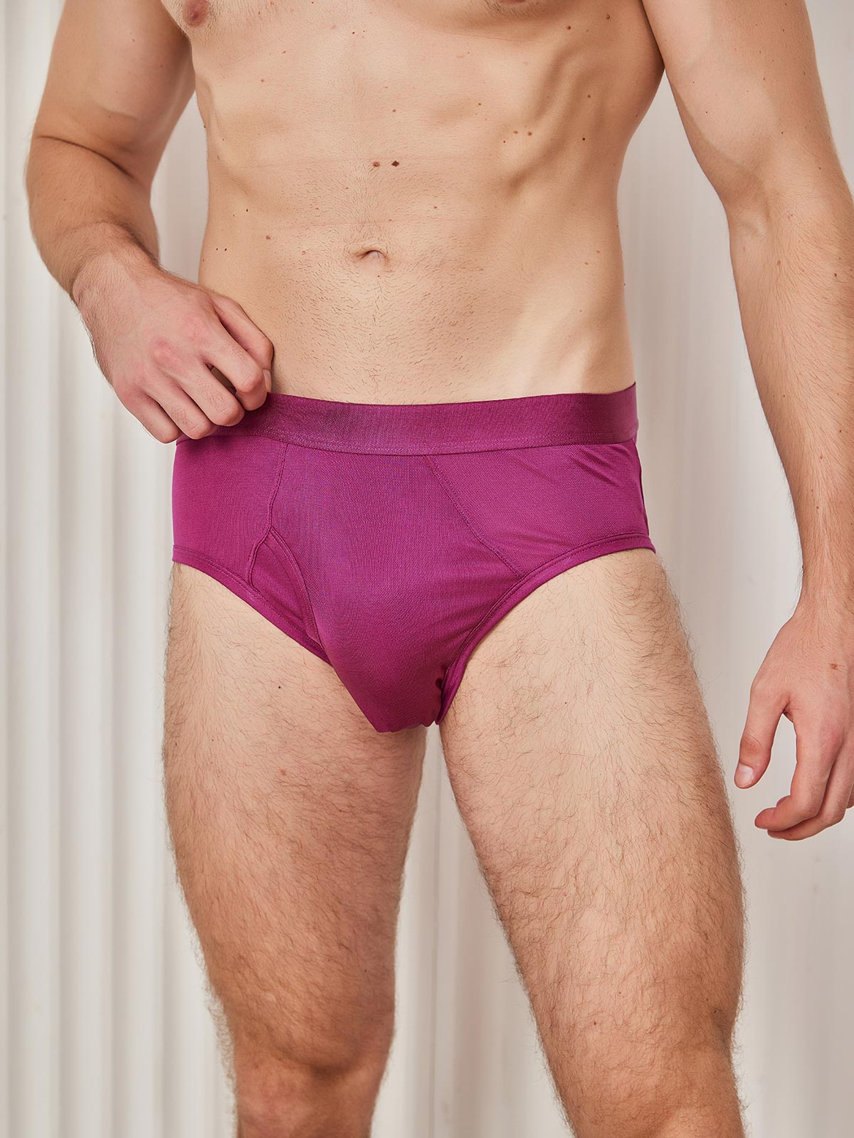 [Dark Red] SilkSilky-CA Silk Knitted Mens Underwear 003