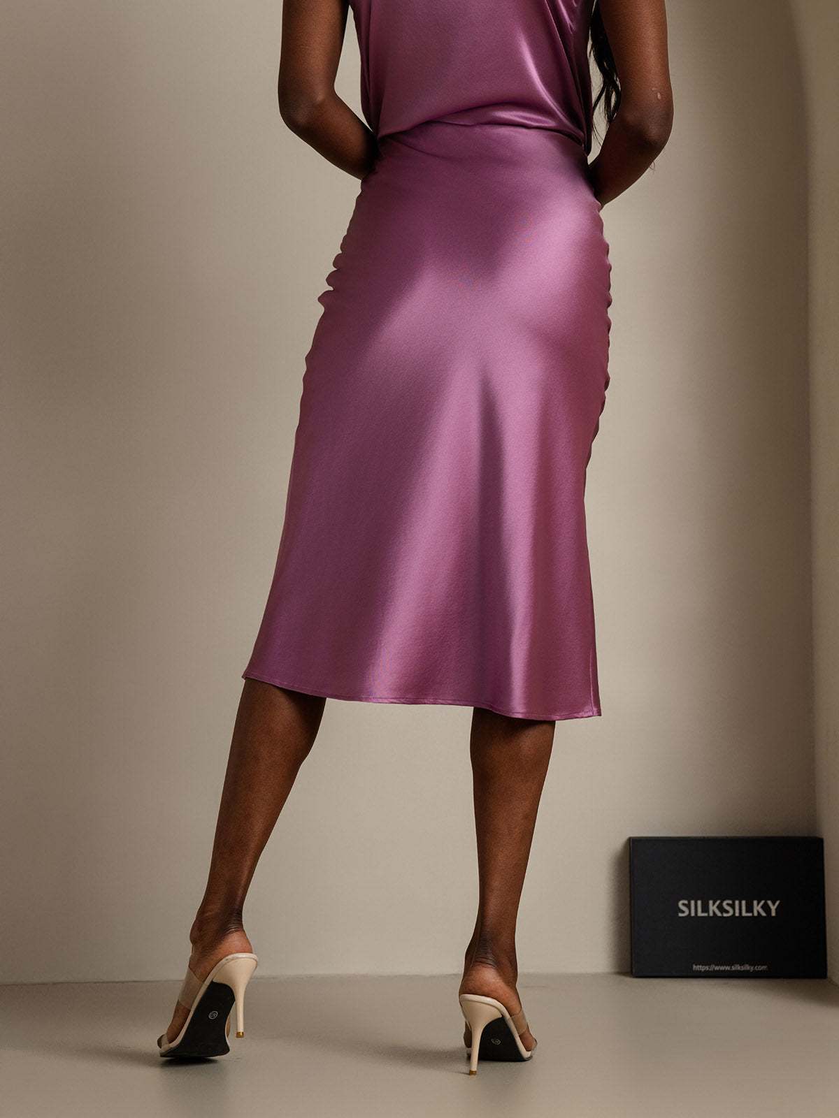 [Deep Purple] SilkSilky-CA 19Momme Pure Silk Skirt 002