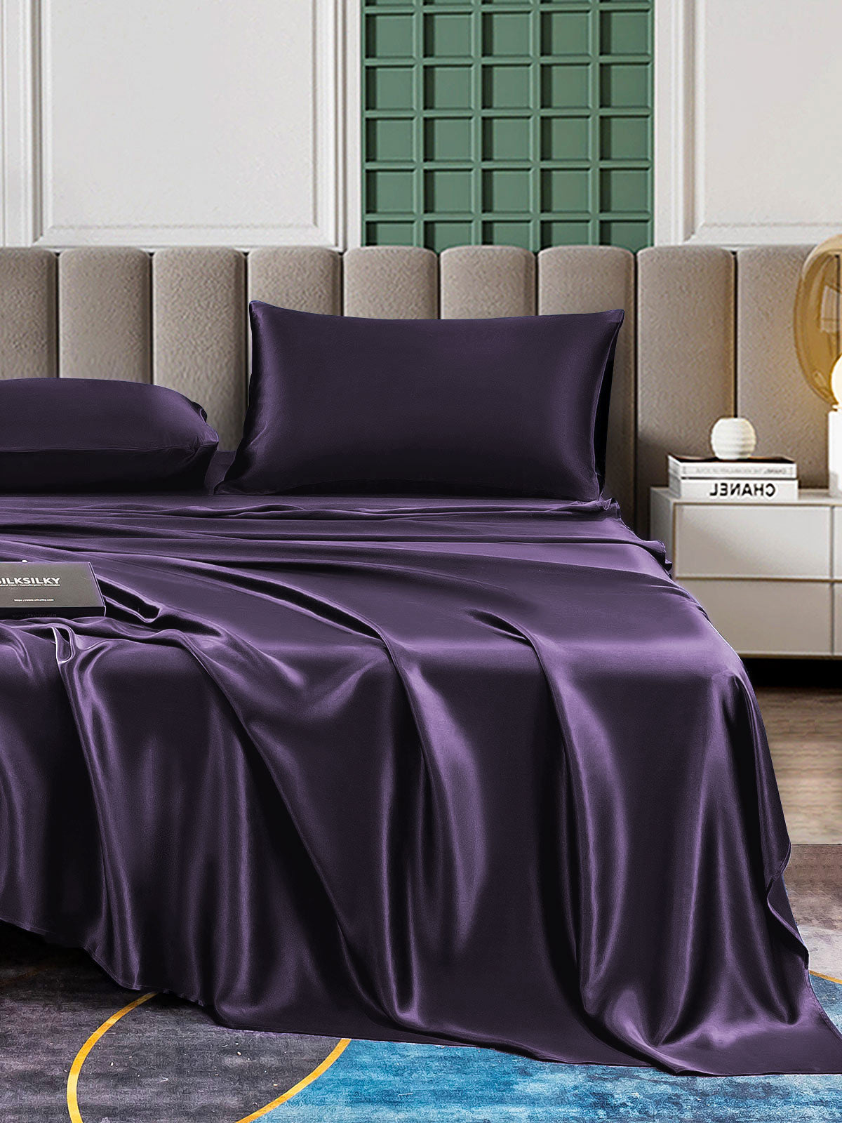 [Deep Purple] SilkSilky-CA 25Momme Pure Silk Bedding Set 001