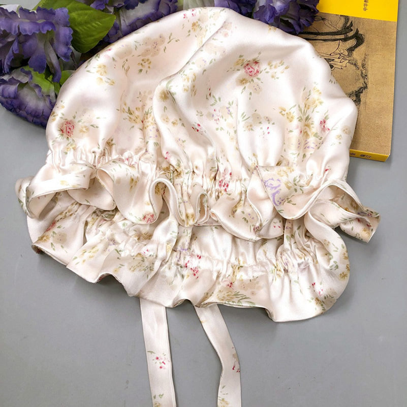 [Floral] SilkSilky-CA Pure Silk Sleep Cap 006