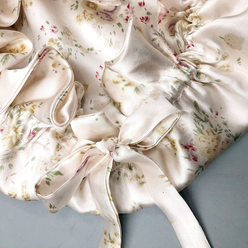 [Floral] SilkSilky-CA Pure Silk Sleep Cap 007