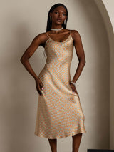 [Floral] SilkSilky-CA Pure Silk Sleeveless Round Neck Dress 009