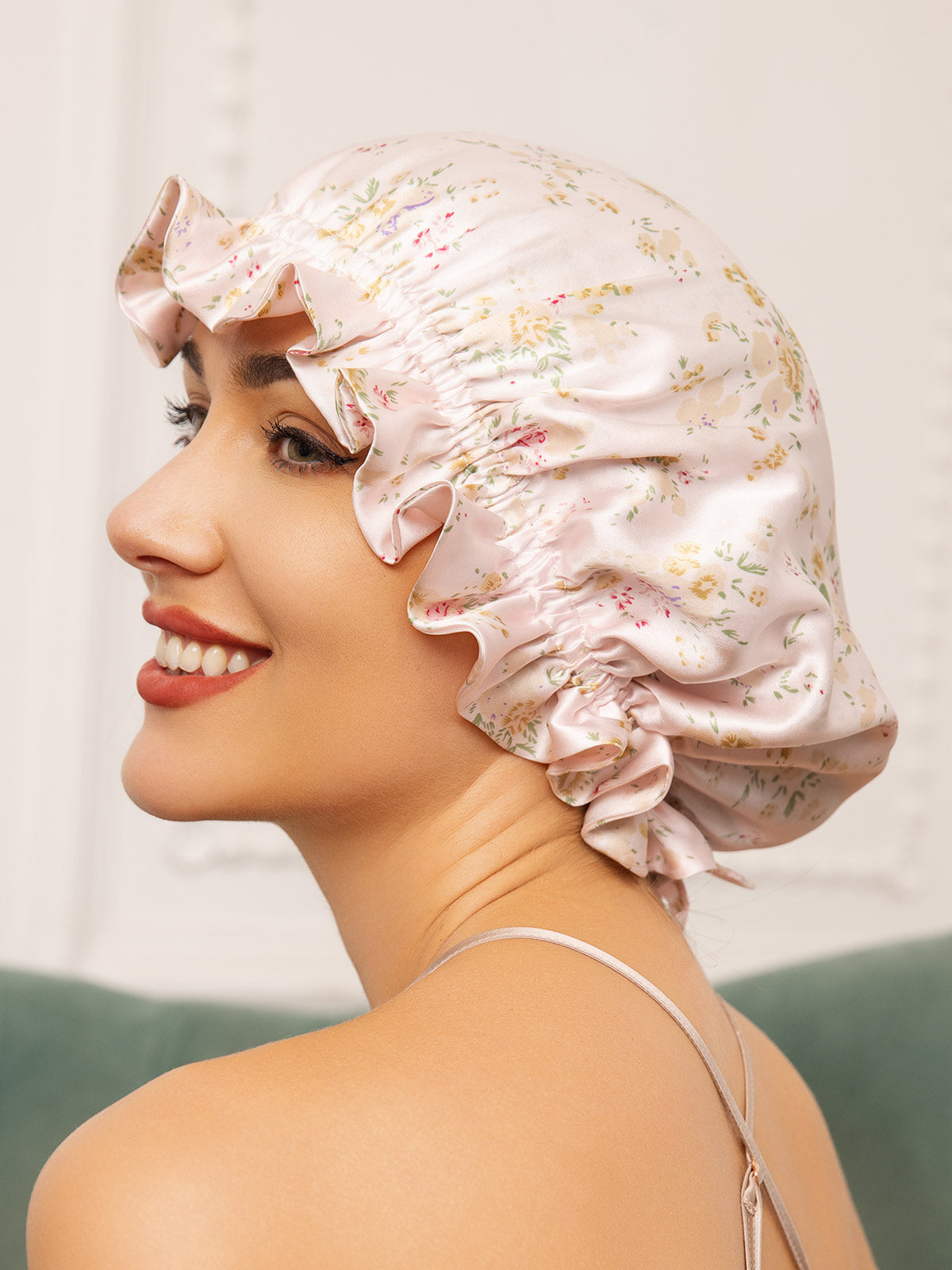 [Floral] SilkSilky-CA Pure Silk Sleep Cap 004