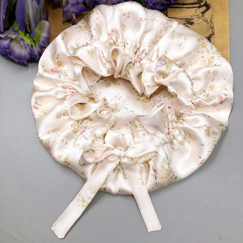 [Floral] SilkSilky-CA Pure Silk Sleep Cap 005