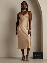 [Floral] SilkSilky-CA Spaghetti Strap V Neck Dress 006