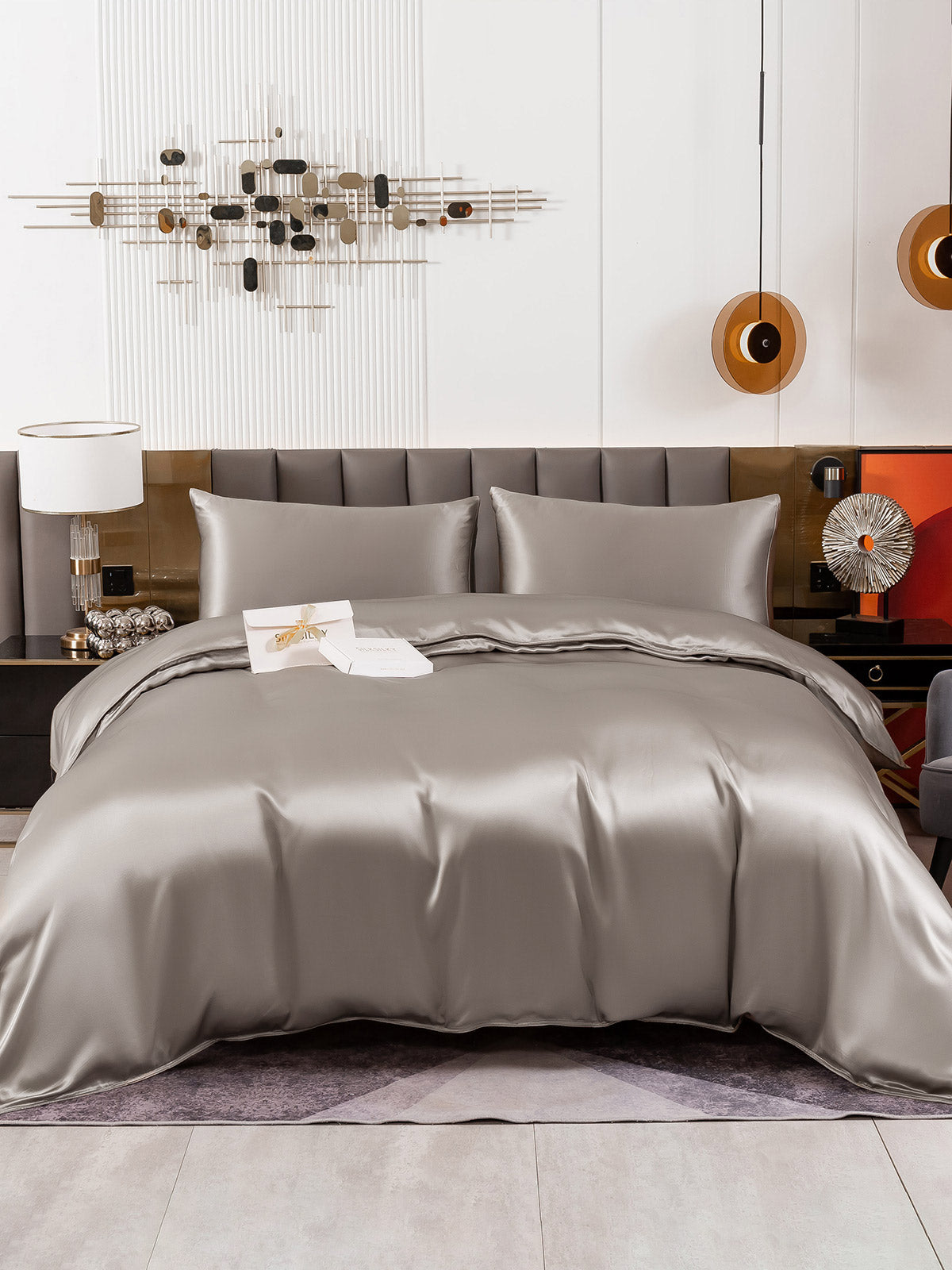 [Gray] SilkSilky-CA 19Momme Pure Silk Bedding Set 002