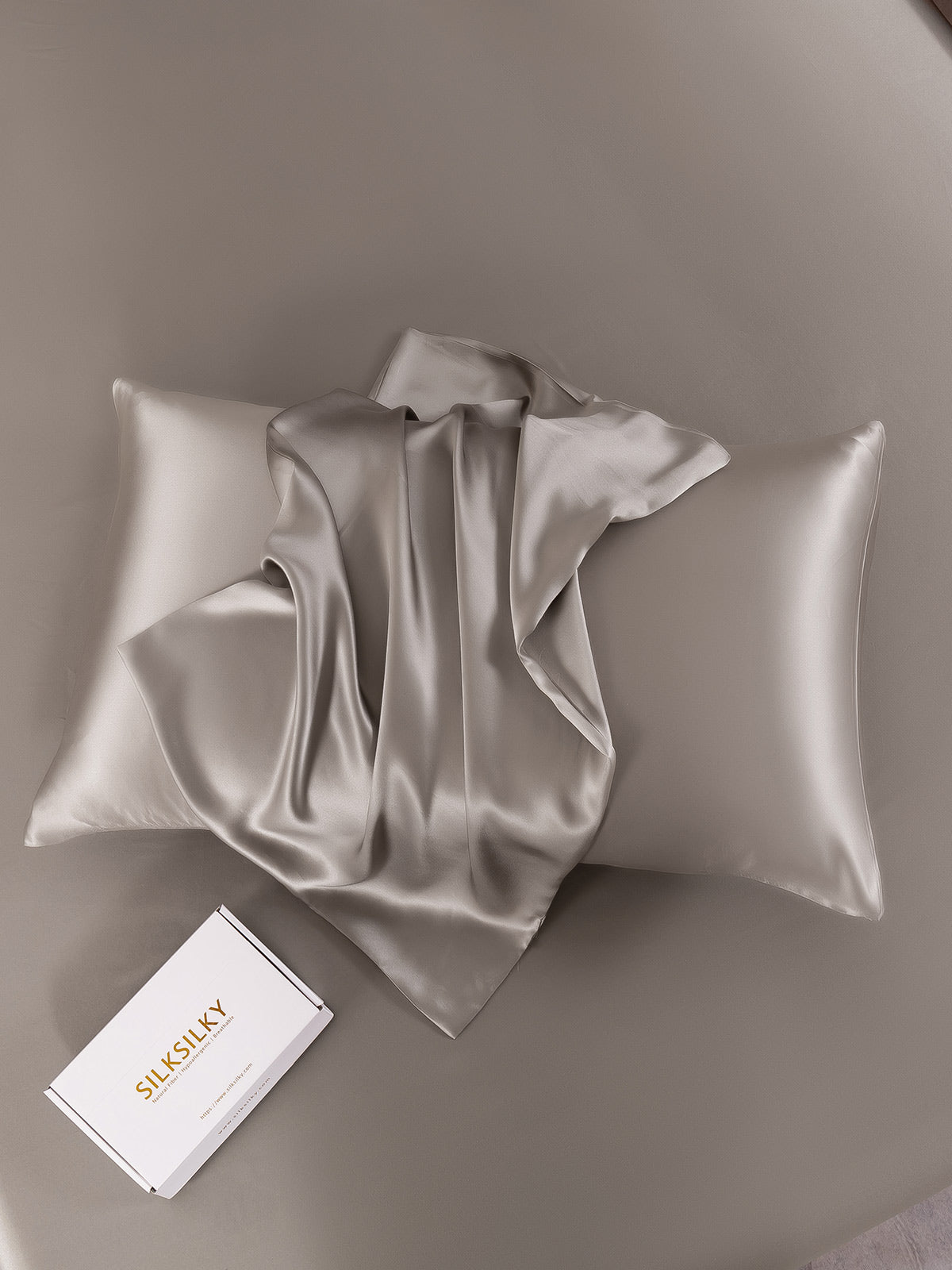 [Gray] SilkSilky-CA 19Momme Pure Silk Pillowcase 013