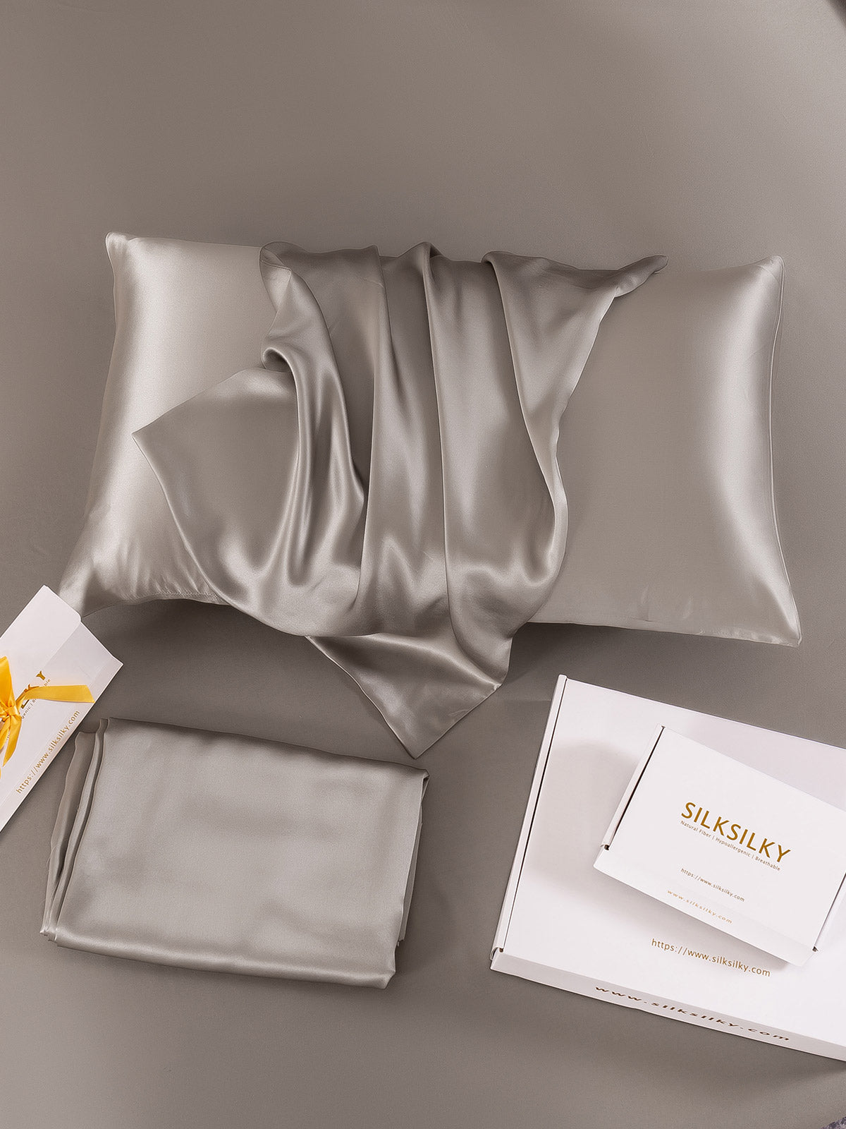 [Gray] SilkSilky-CA 19Momme Pure Silk Pillowcase 014