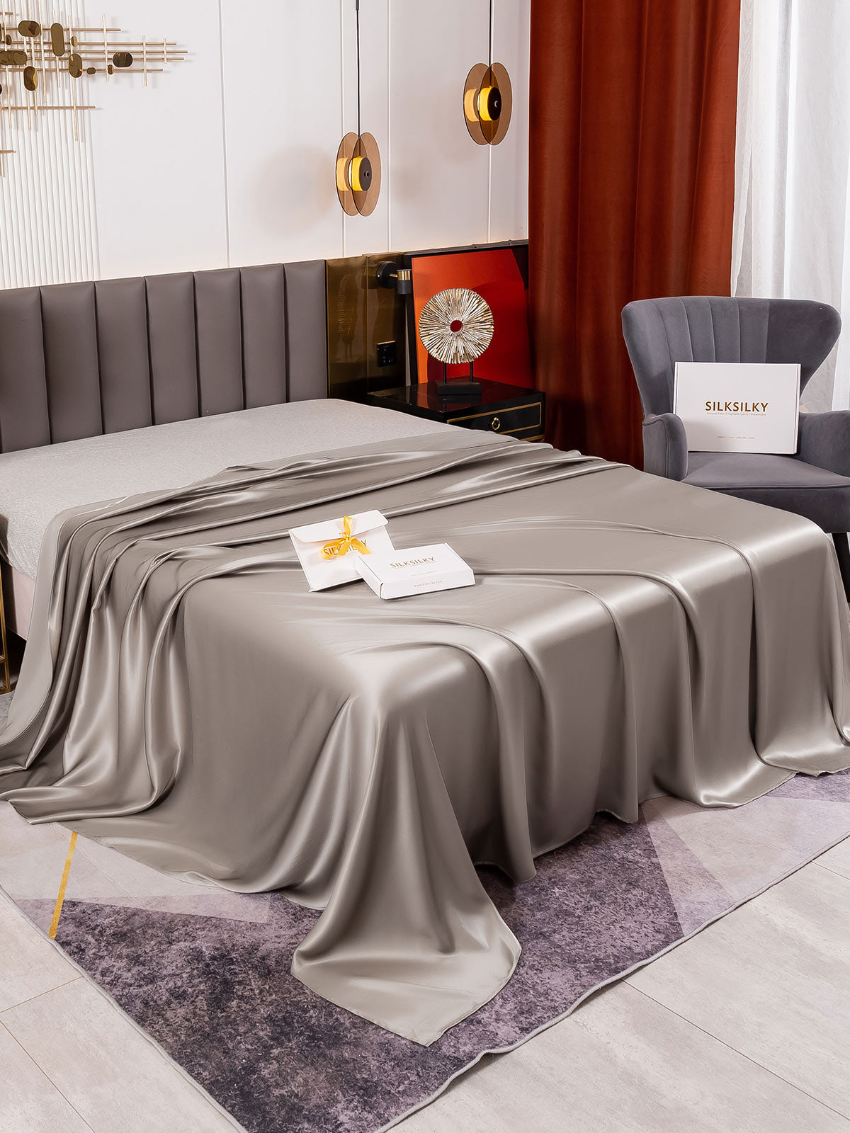 [Gray] SilkSilky-CA 19Momme Pure Silk Sheet 001