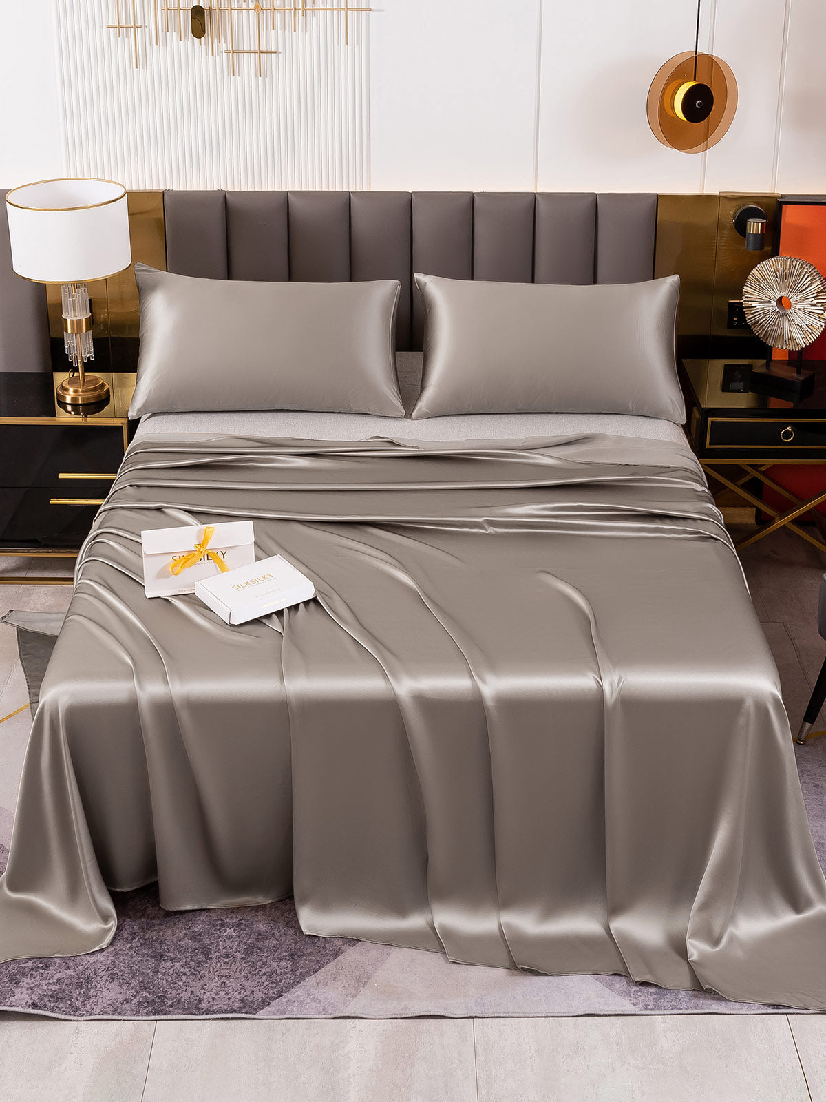 [Gray] SilkSilky-CA 19Momme Pure Silk Sheet 002