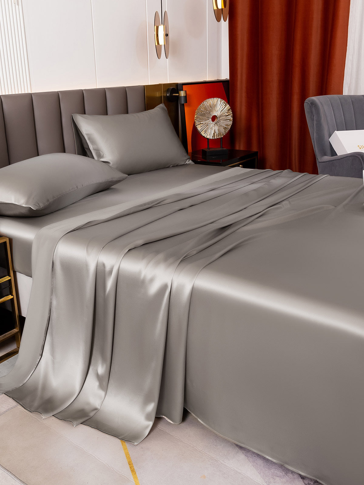 [Gray] SilkSilky-CA 19Momme Pure Silk Sheet 003
