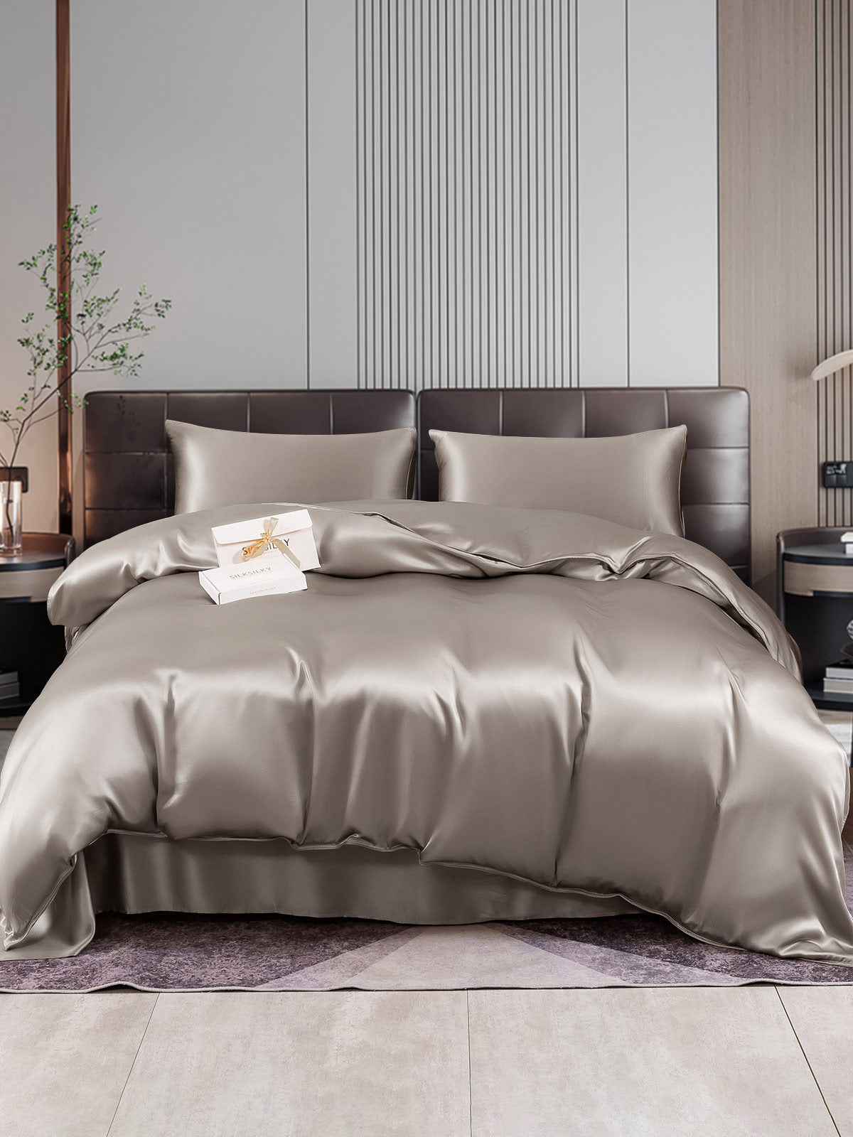 [Gray] SilkSilky-CA 22Momme Pure Silk Bedding Set 001