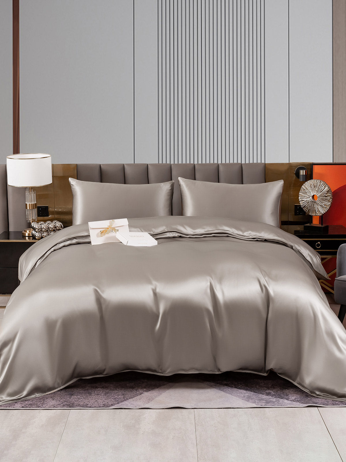 [Gray] SilkSilky-CA 22Momme Pure Silk Bedding Set 001