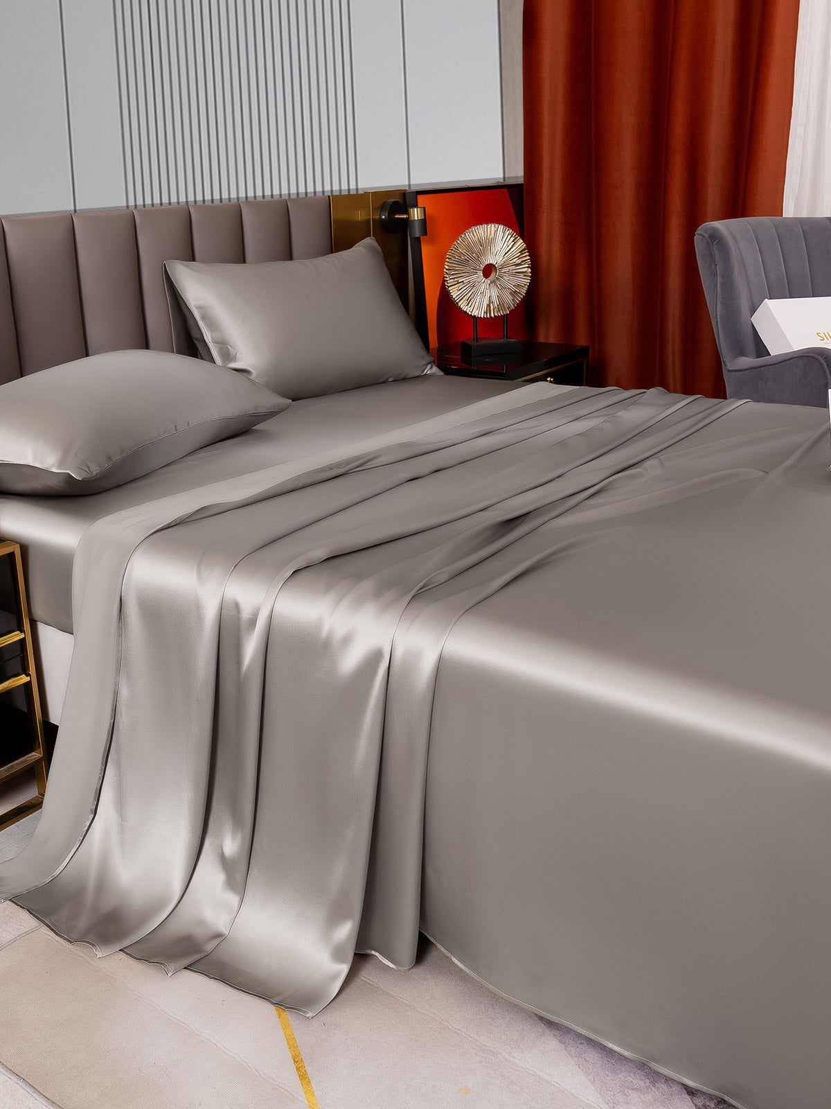[Gray] SilkSilky-CA 22Momme Pure Silk Bedding Set 003