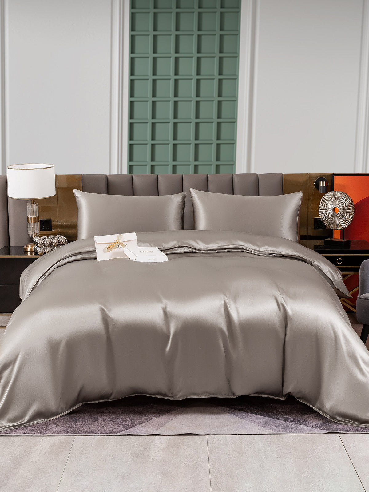 [Gray] SilkSilky-CA 25Momme Pure Silk Bedding Set 002