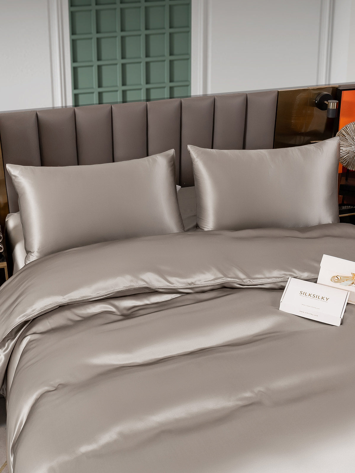 [Gray] SilkSilky-CA 25Momme Pure Silk Bedding Set 006