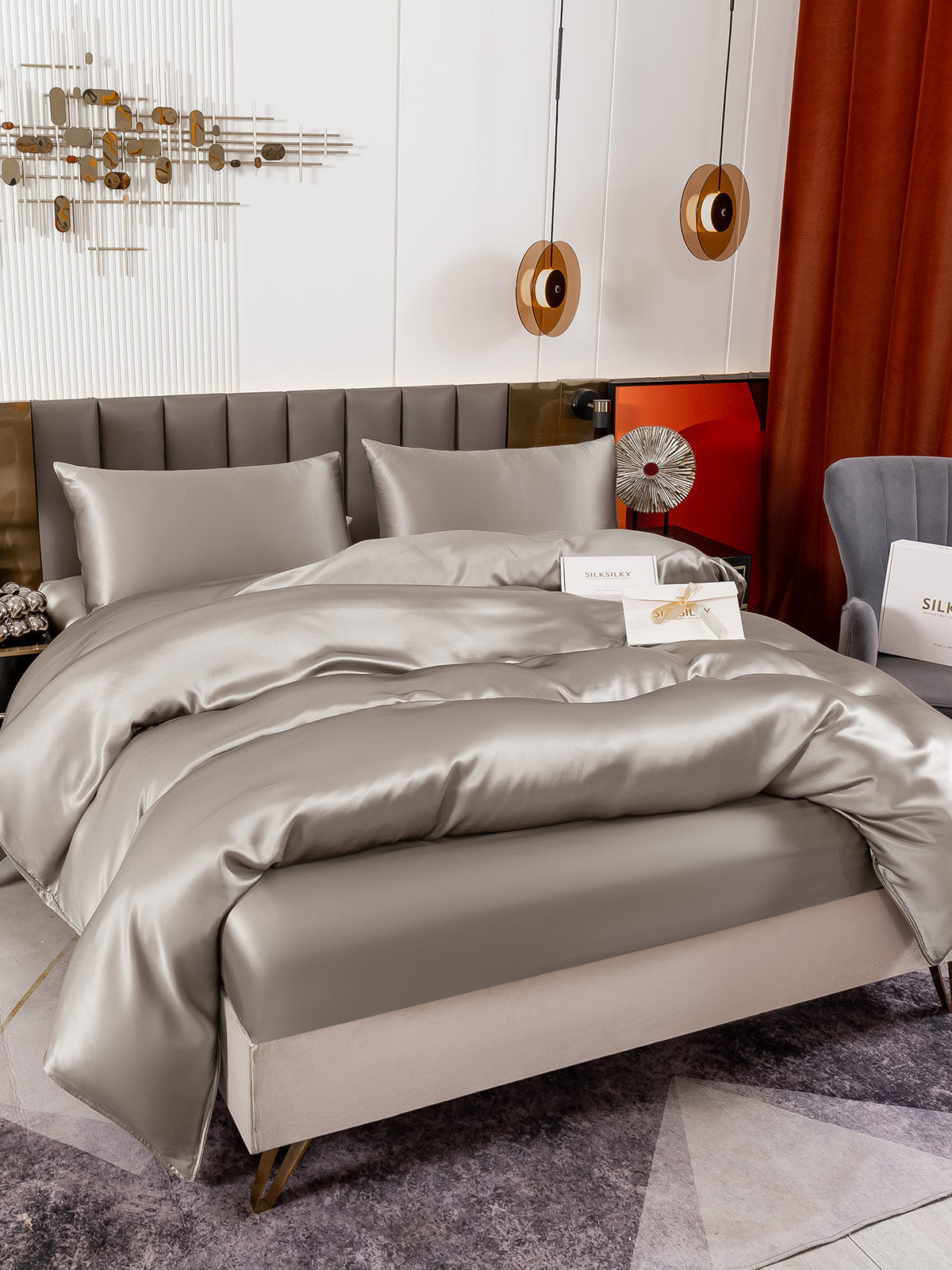 [Gray] SilkSilky-CA 25Momme Pure Silk Duvet Cover 001