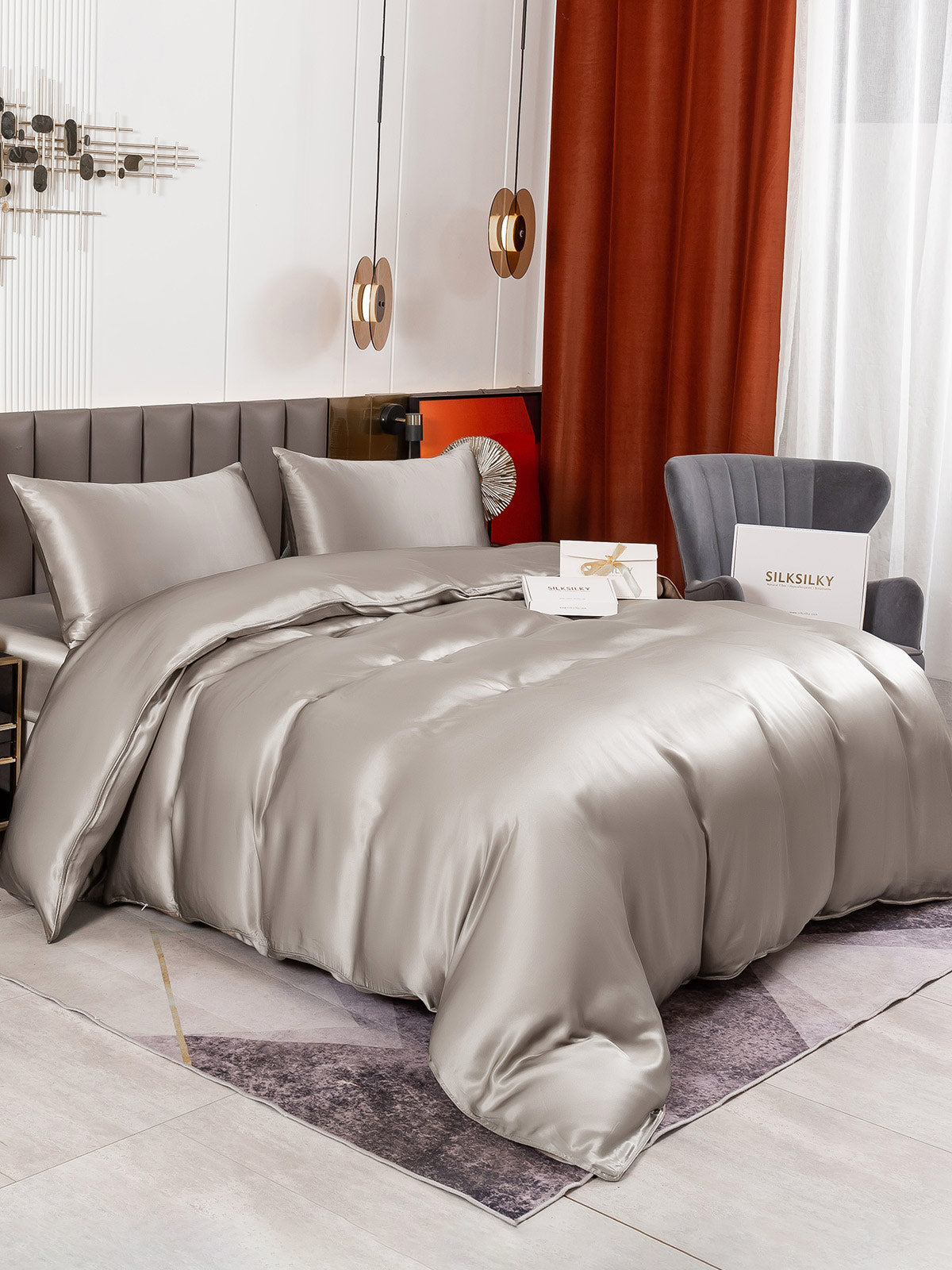 [Gray] SilkSilky-CA 25Momme Pure Silk Duvet Cover 002