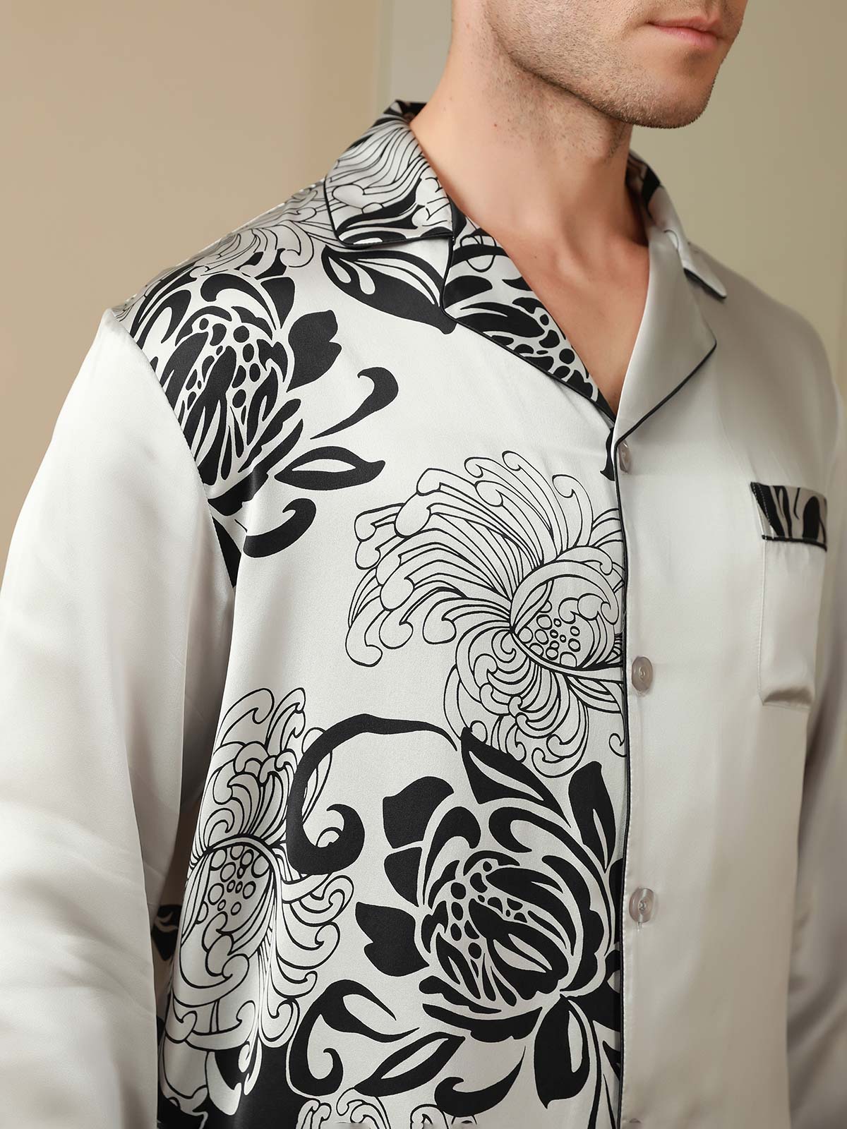 [Gray] SilkSilky-CA Pure Silk Mens Pajamas 009,