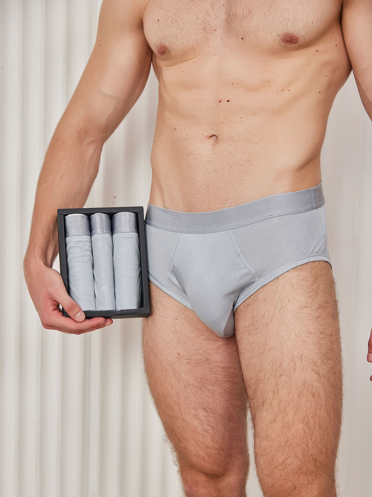 [Gray] SilkSilky-CA Silk Knitted Mens Underwear 001