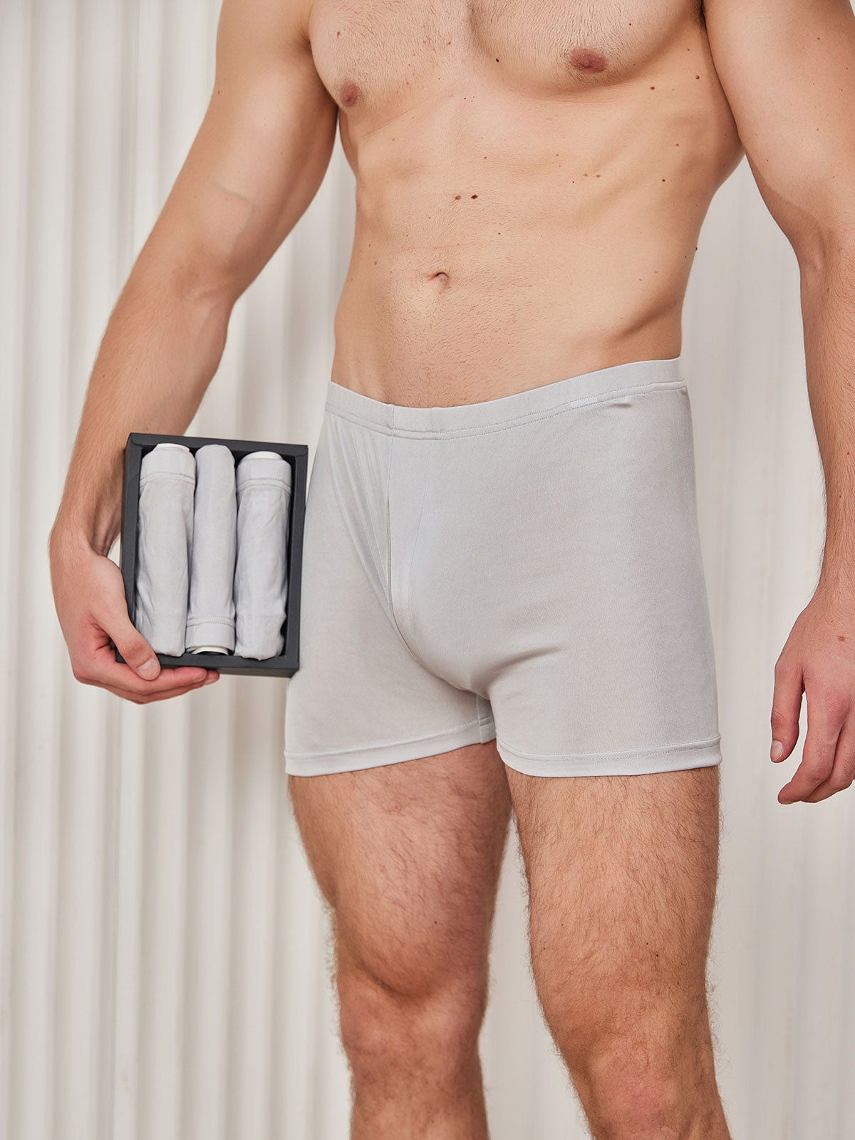 [Gray] SilkSilky-CA Silk Knitted Mens Underwear 001