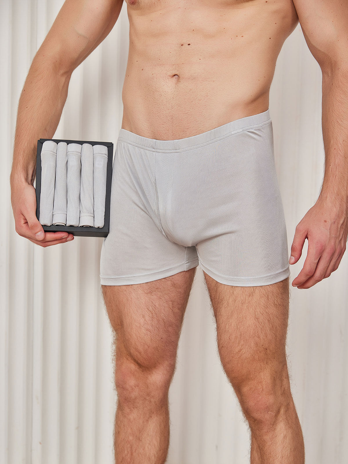[Gray] SilkSilky-CA Silk Knitted Mens Underwear 001