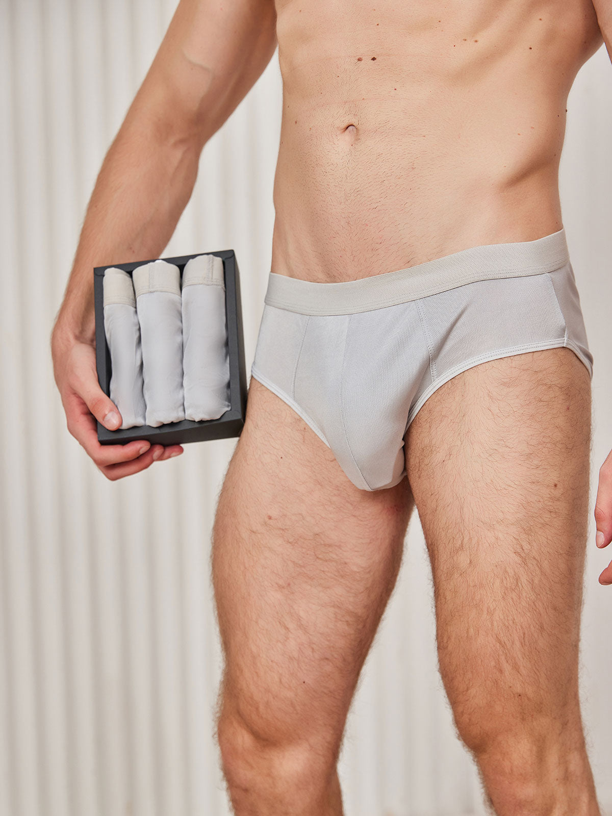 [Gray] SilkSilky-CA Silk Knitted Mens Underwear 001
