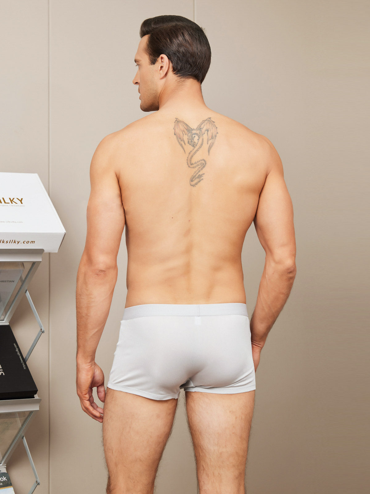 [Gray] SilkSilky-CA Silk Knitted Mens Underwear 002