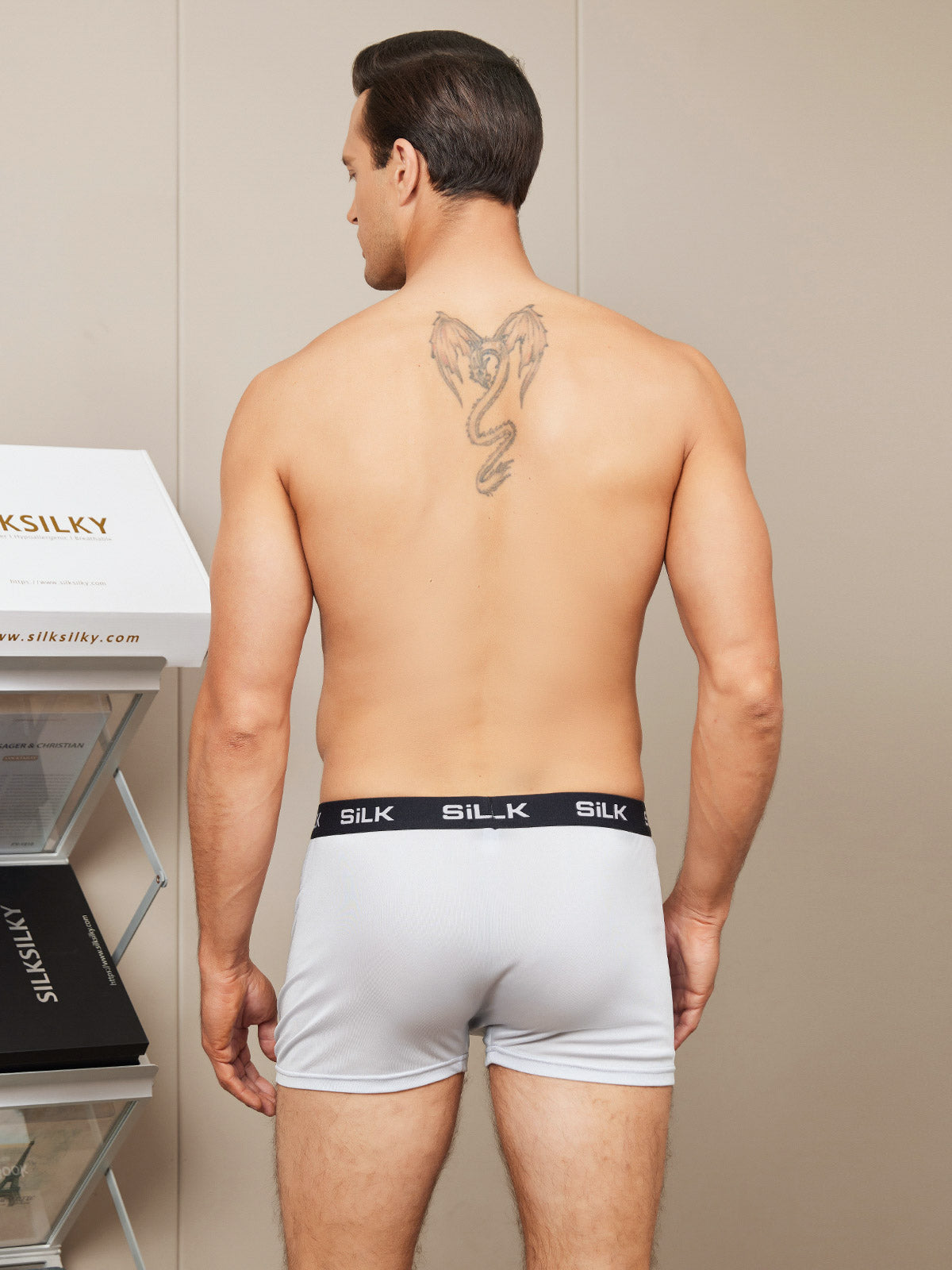 [Gray] SilkSilky-CA Silk Knitted Mens Underwear 002