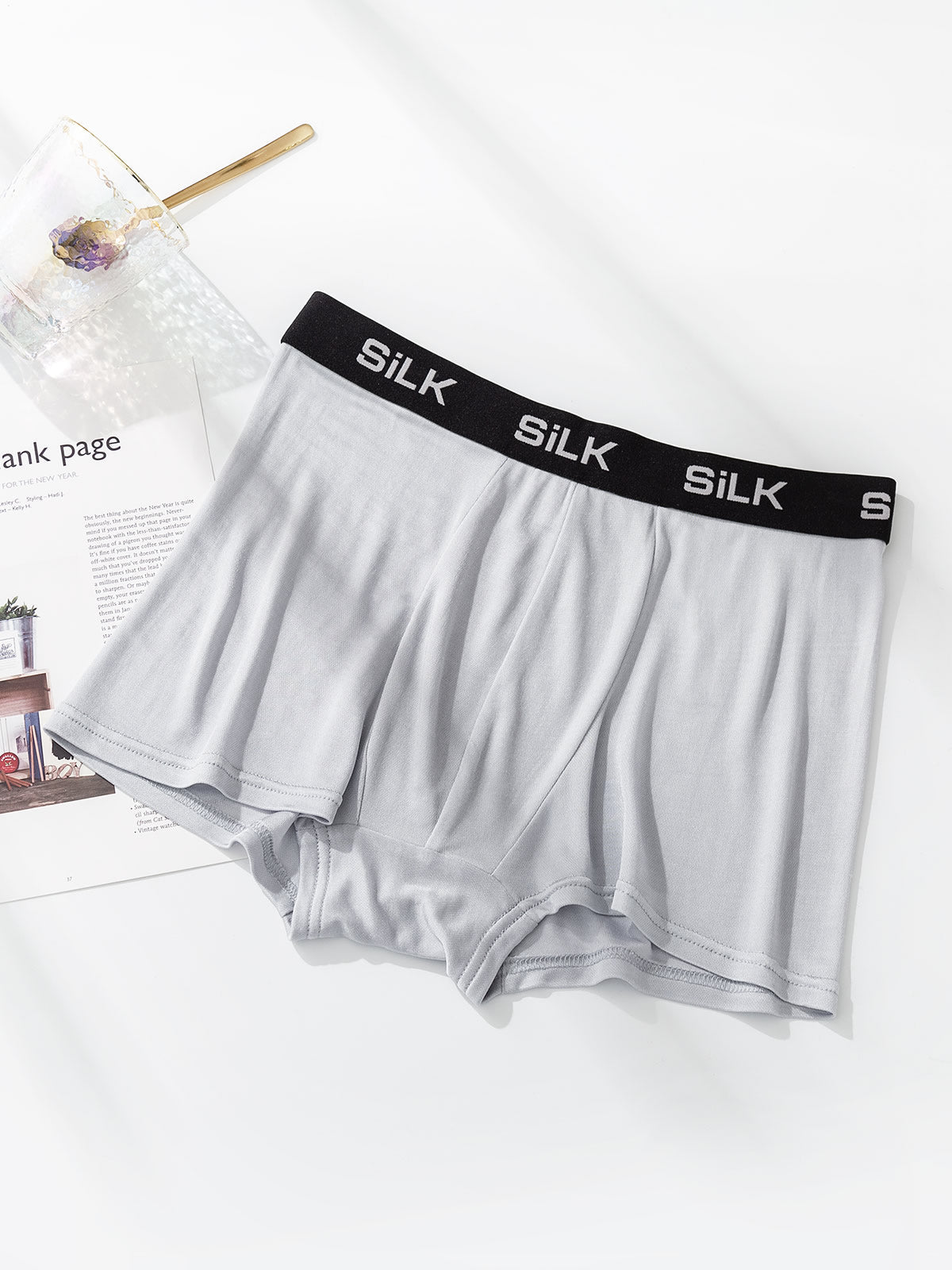 [Gray] SilkSilky-CA Silk Knitted Mens Underwear 003
