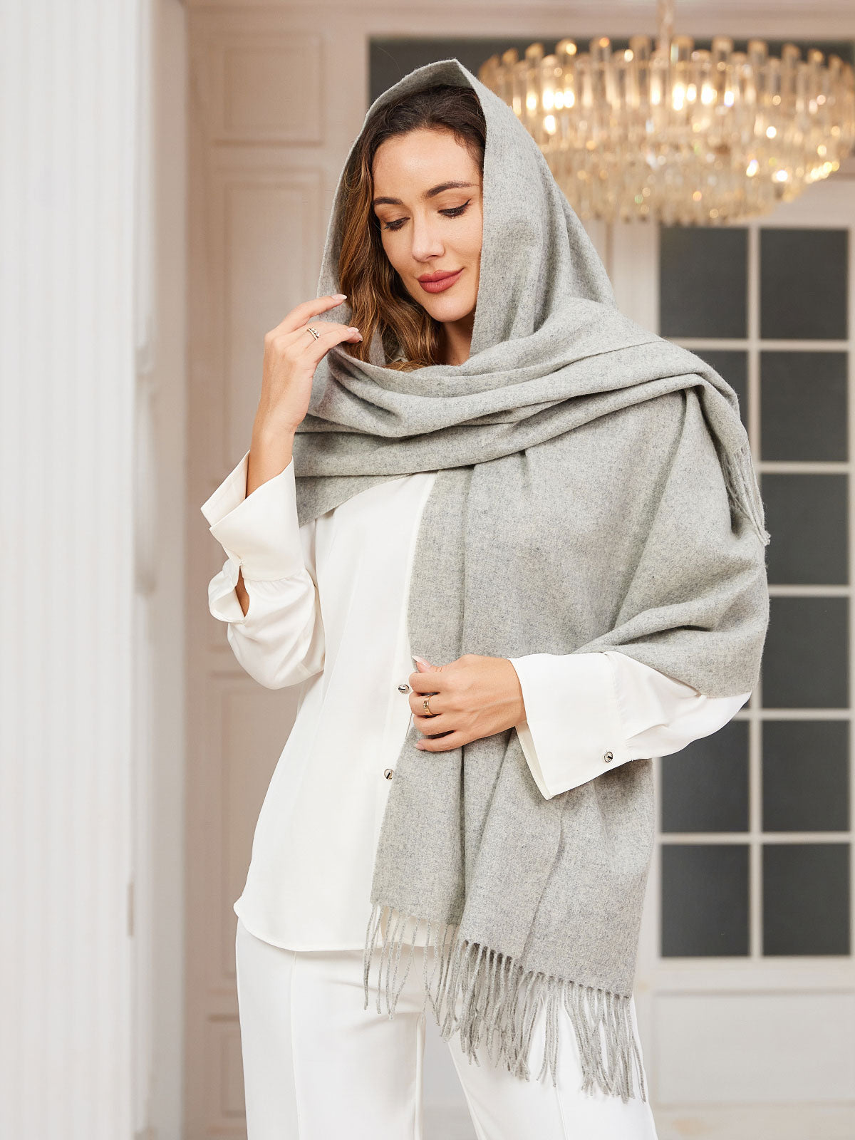 [Gray] SilkSilky-CA Wool Scarf 006