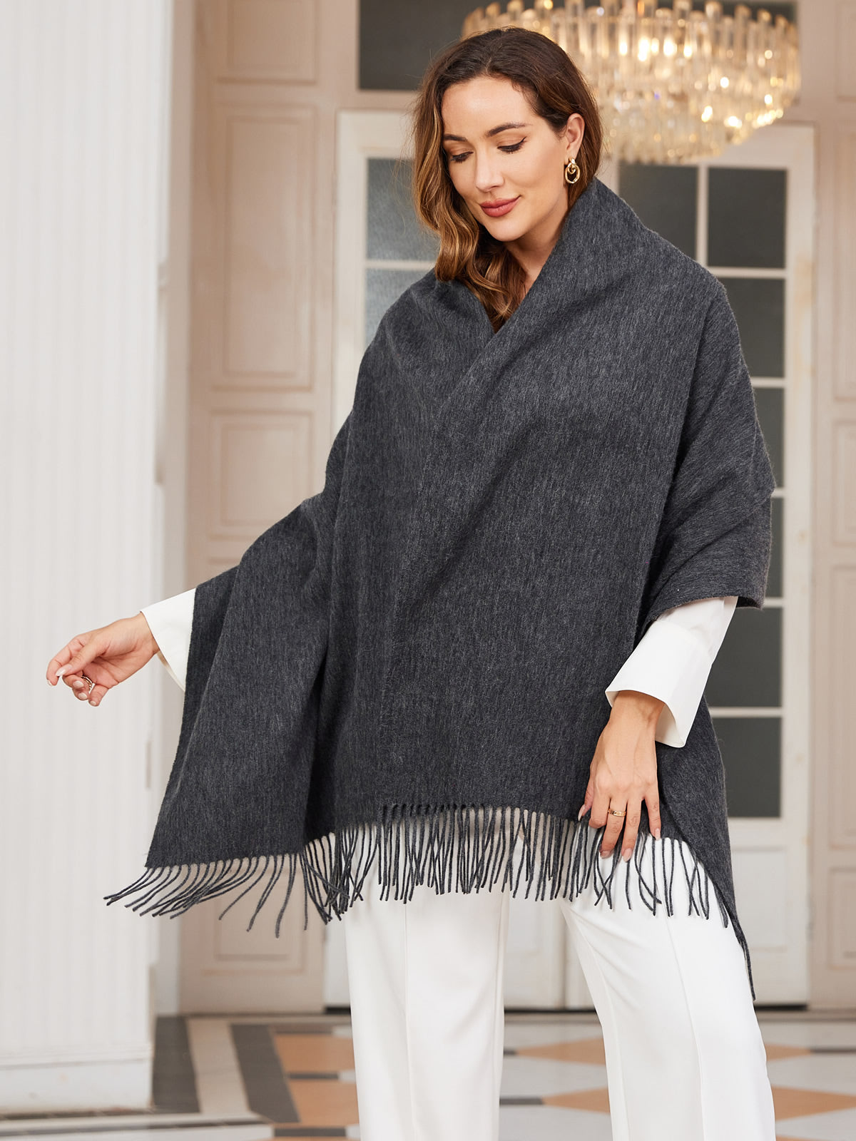 [Gray] SilkSilky-CA Wool Scarf 012