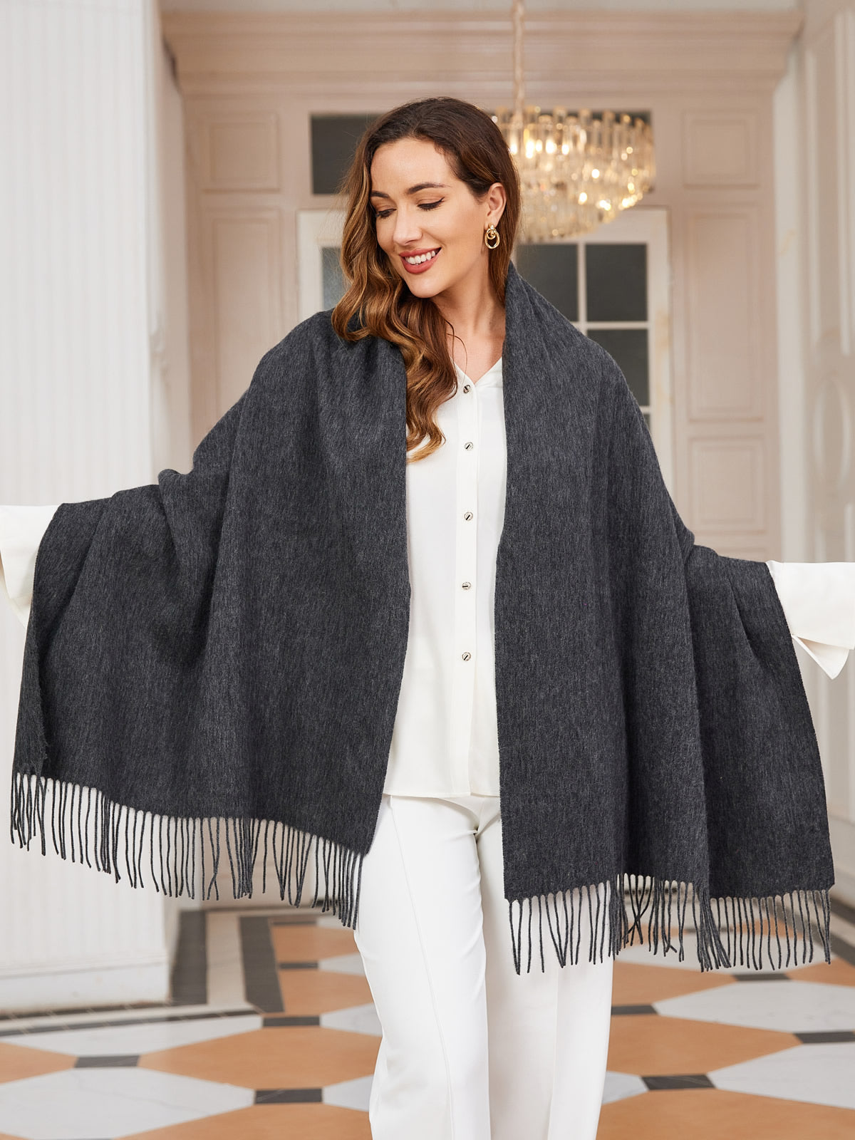 [Gray] SilkSilky-CA Wool Scarf 013