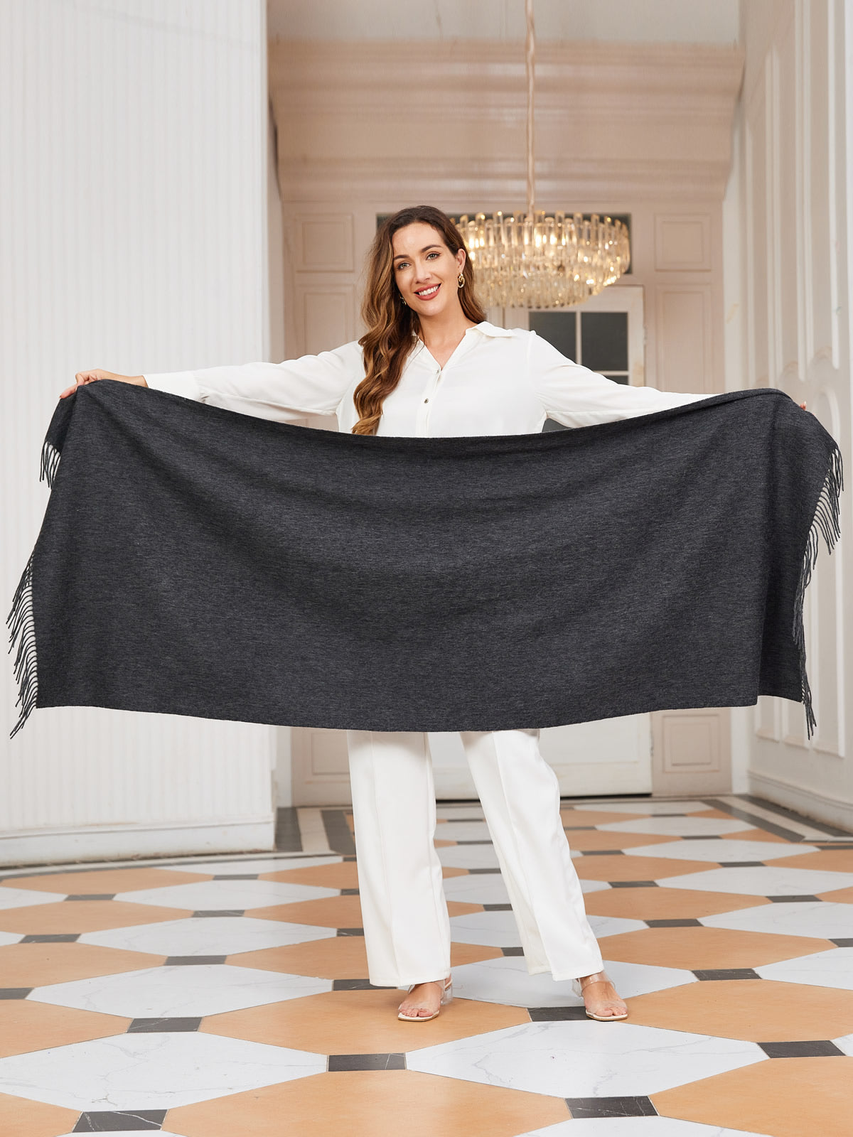 [Gray] SilkSilky-CA Wool Scarf 014