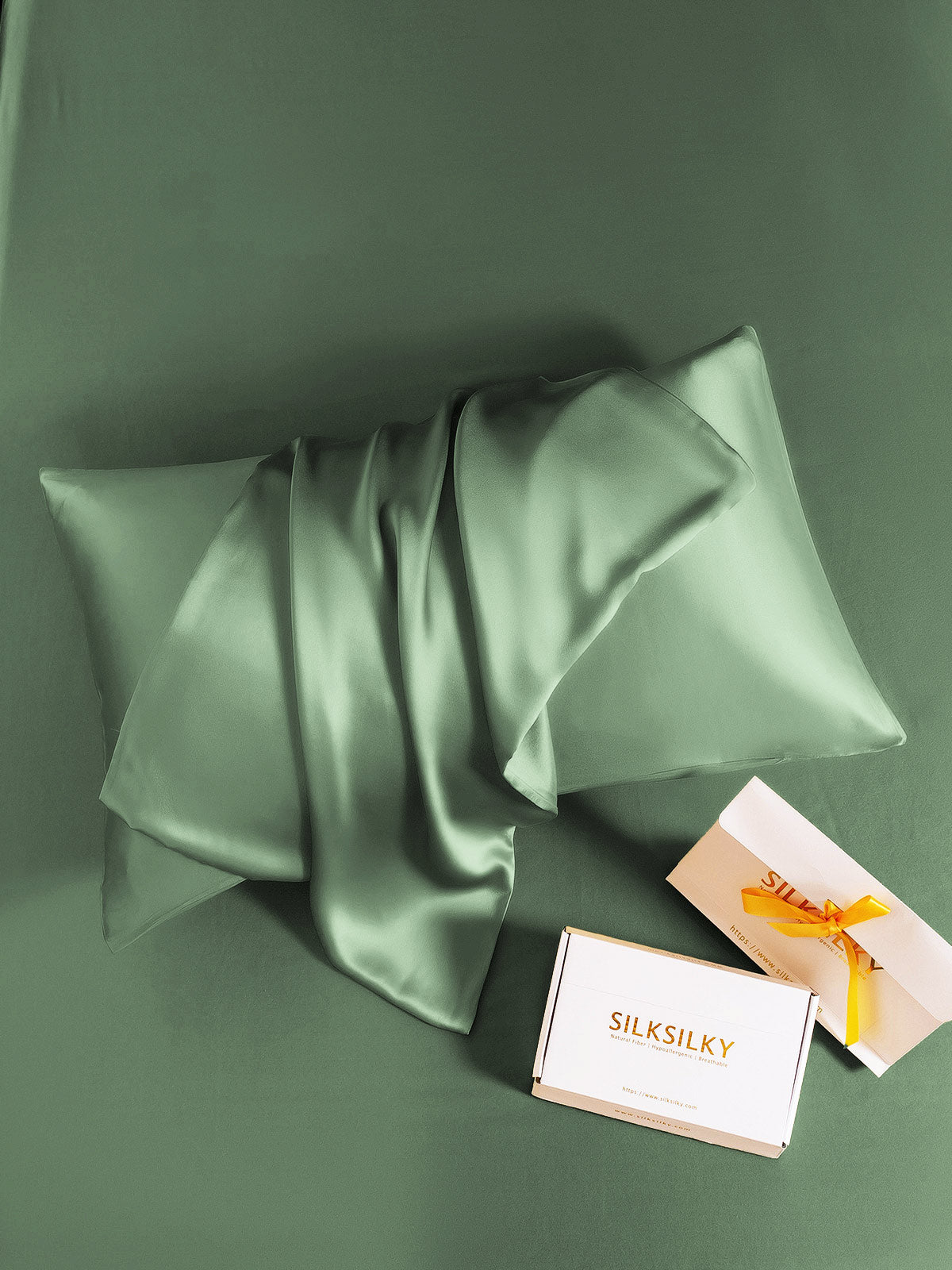 [Grayish Green] SilkSilky-CA 30Momme Pure Silk Pillowcase 004