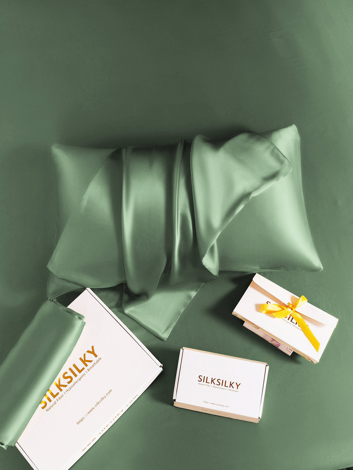 [Grayish Green] SilkSilky-CA 30Momme Pure Silk Pillowcase 006