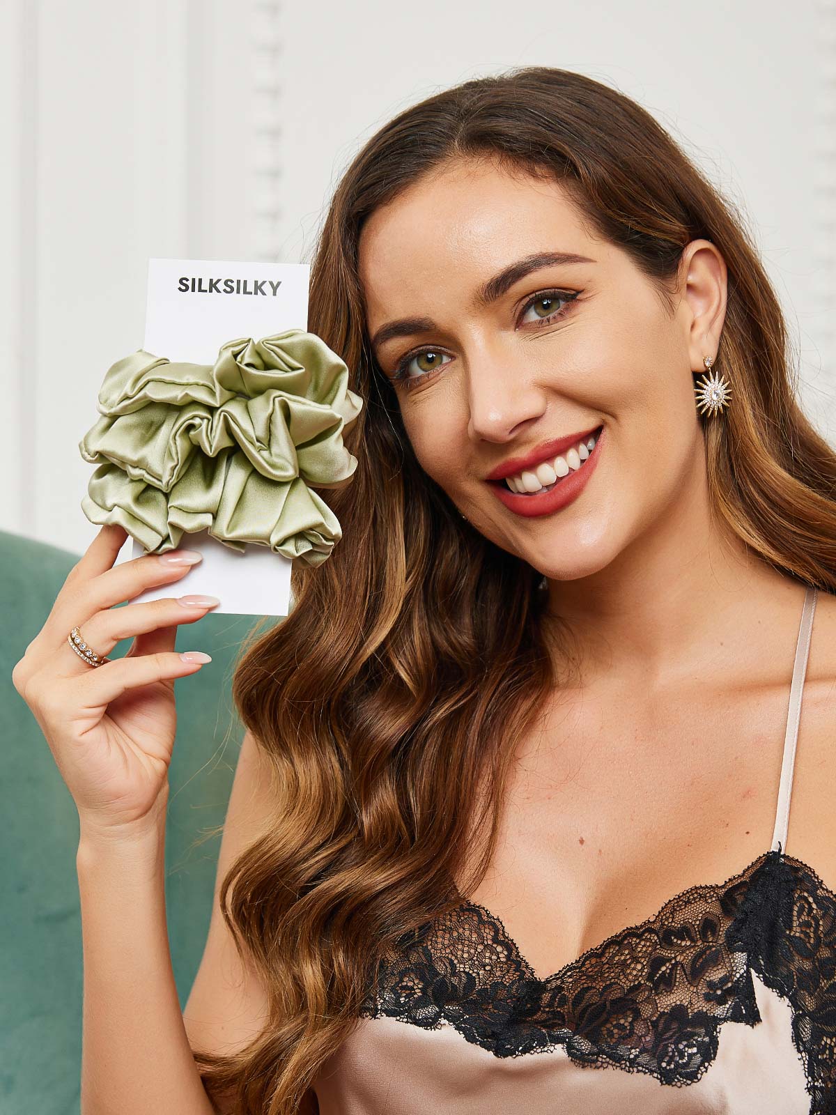 [Green] SilkSilky-CA 19Momme Pure Silk Scrunchie 006