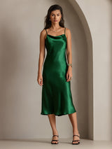 [Green] SilkSilky-CA Spaghetti Strap Cowl Neck Dress 003