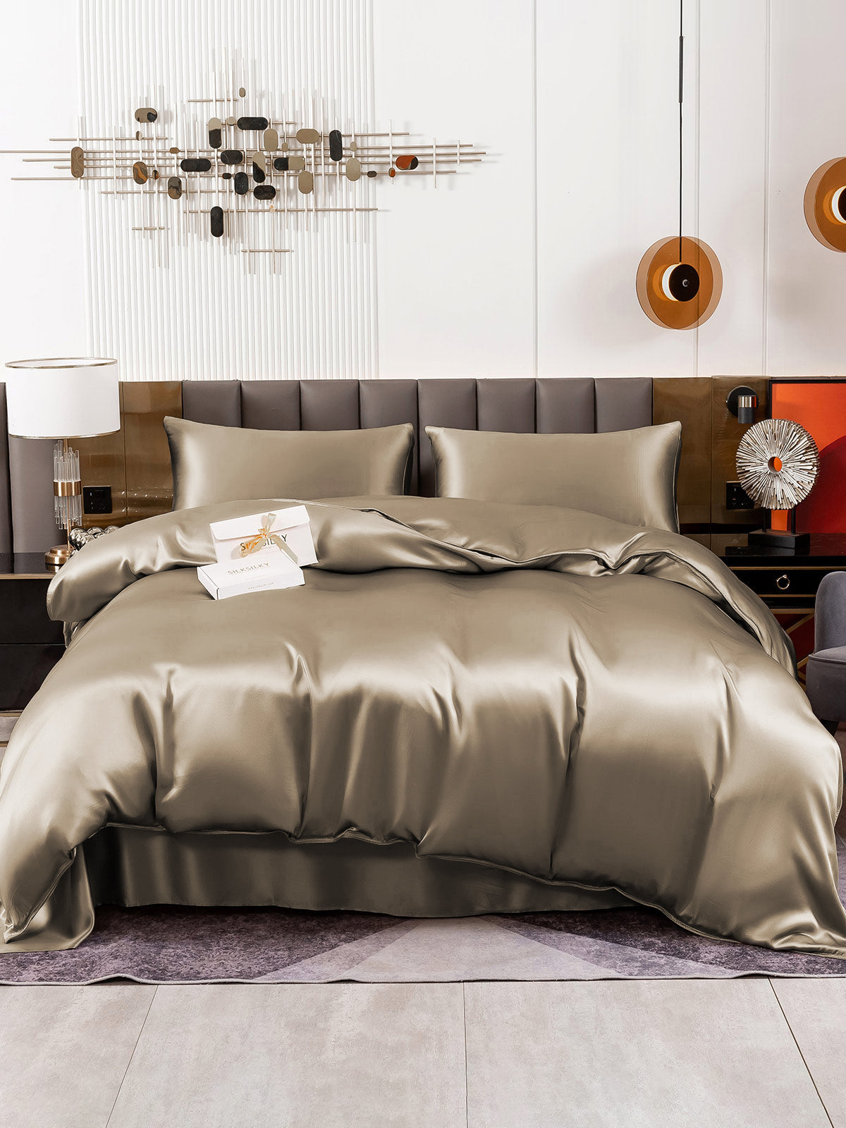 [Khaki] SilkSilky-CA 19Momme Pure Silk Bedding Set 002