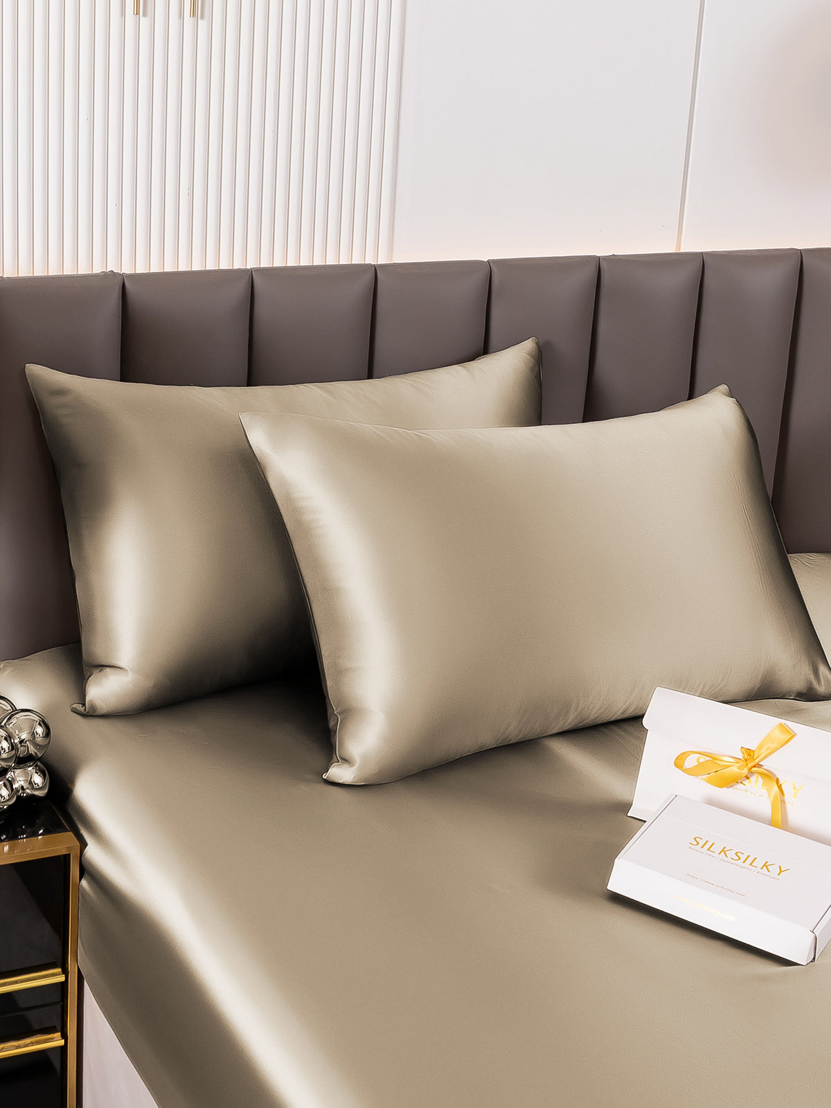 [Khaki] SilkSilky-CA 19Momme Pure Silk Pillowcase 001