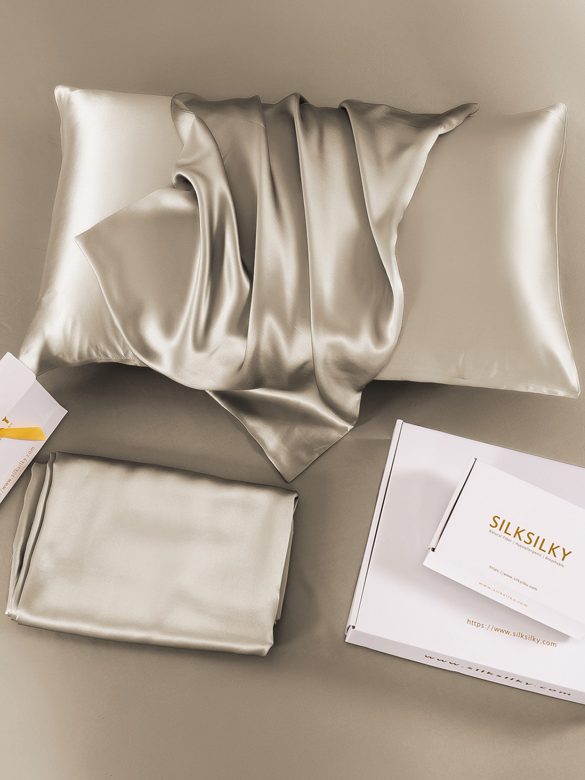 [Khaki] SilkSilky-CA 19Momme Pure Silk Pillowcase 005
