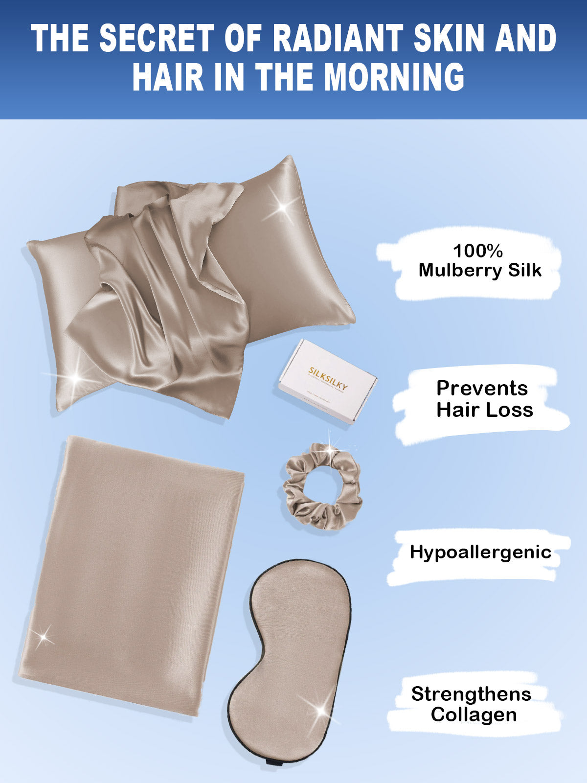 [Khaki] SilkSilky-CA 19Momme Pure Silk Pillowcase Set 002