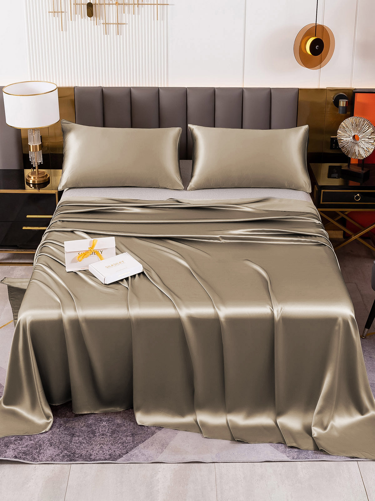 [Khaki] SilkSilky-CA 19Momme Pure Silk Sheet 002