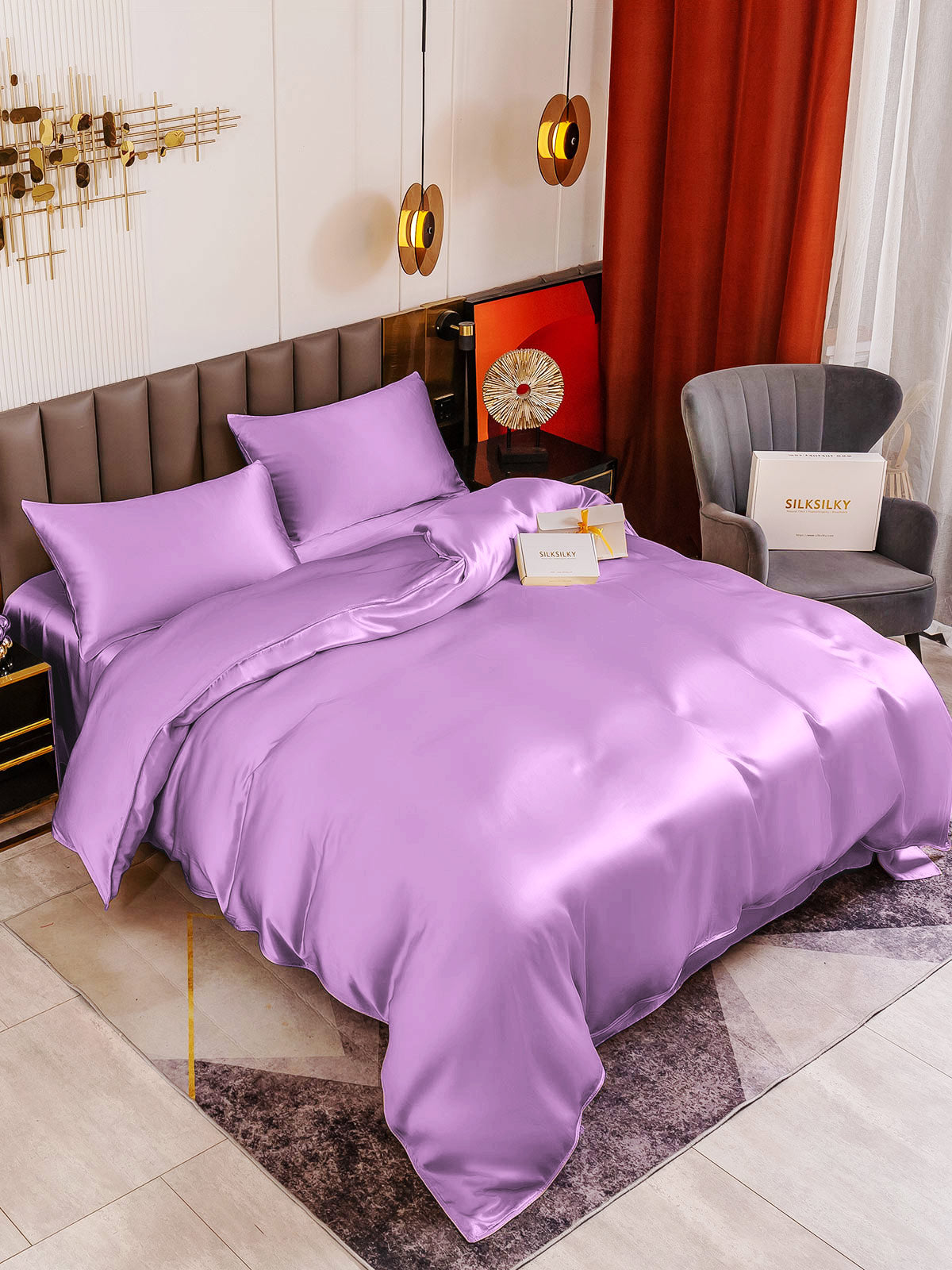 [Lavender] SilkSilky-CA 19Momme Pure Silk Bedding Set 001