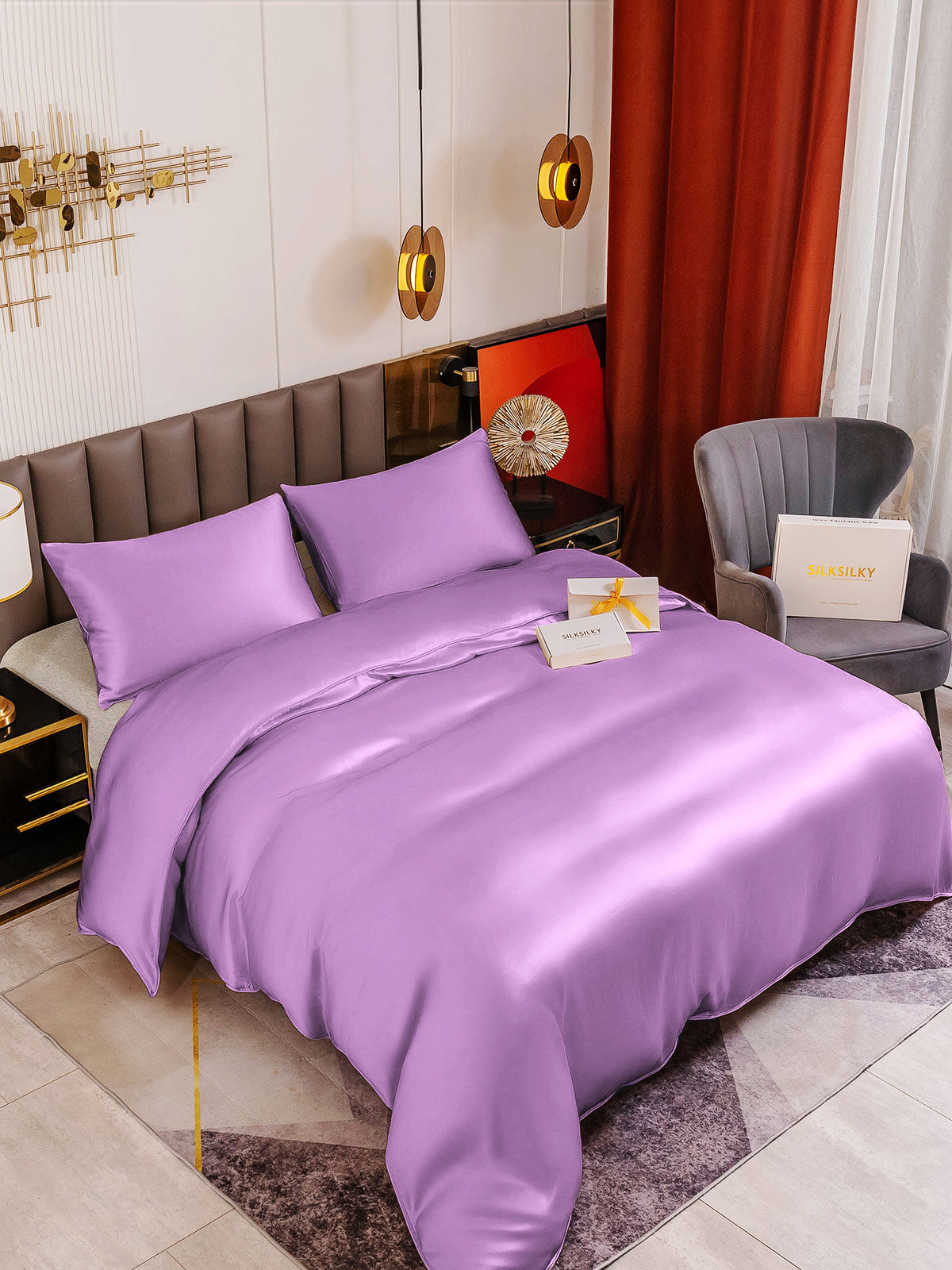 [Lavender] SilkSilky-CA 19Momme Pure Silk Bedding Set 001