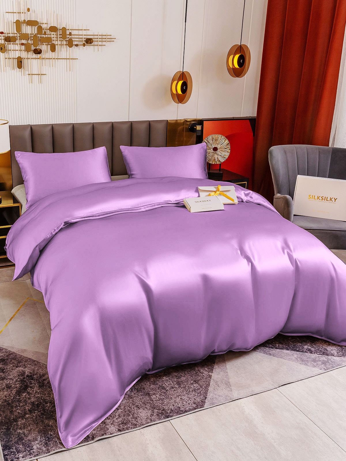 [Lavender] SilkSilky-CA 19Momme Pure Silk Bedding Set 003